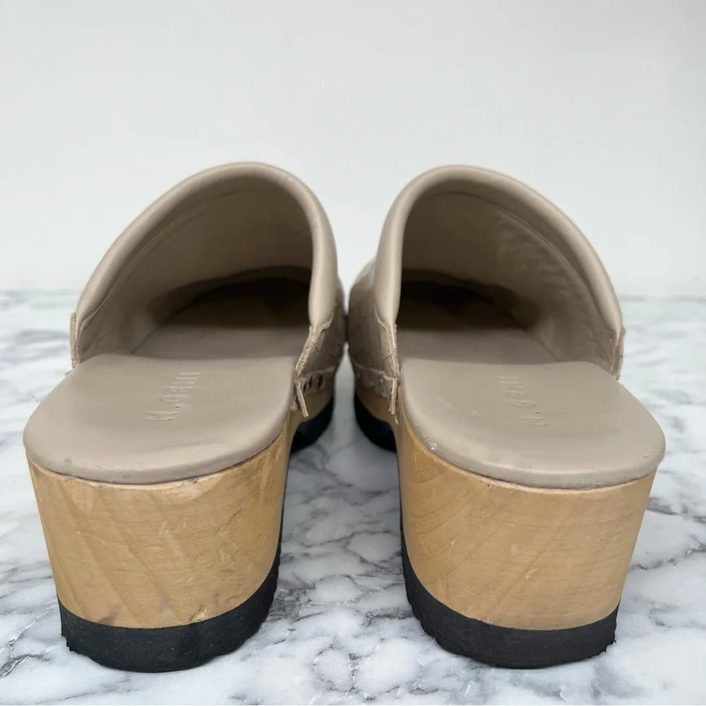 M Gemi Clogs Greta Croco Printed Leather Stone Woman’s Size 41 U.S 10 - Picture 7 of 14